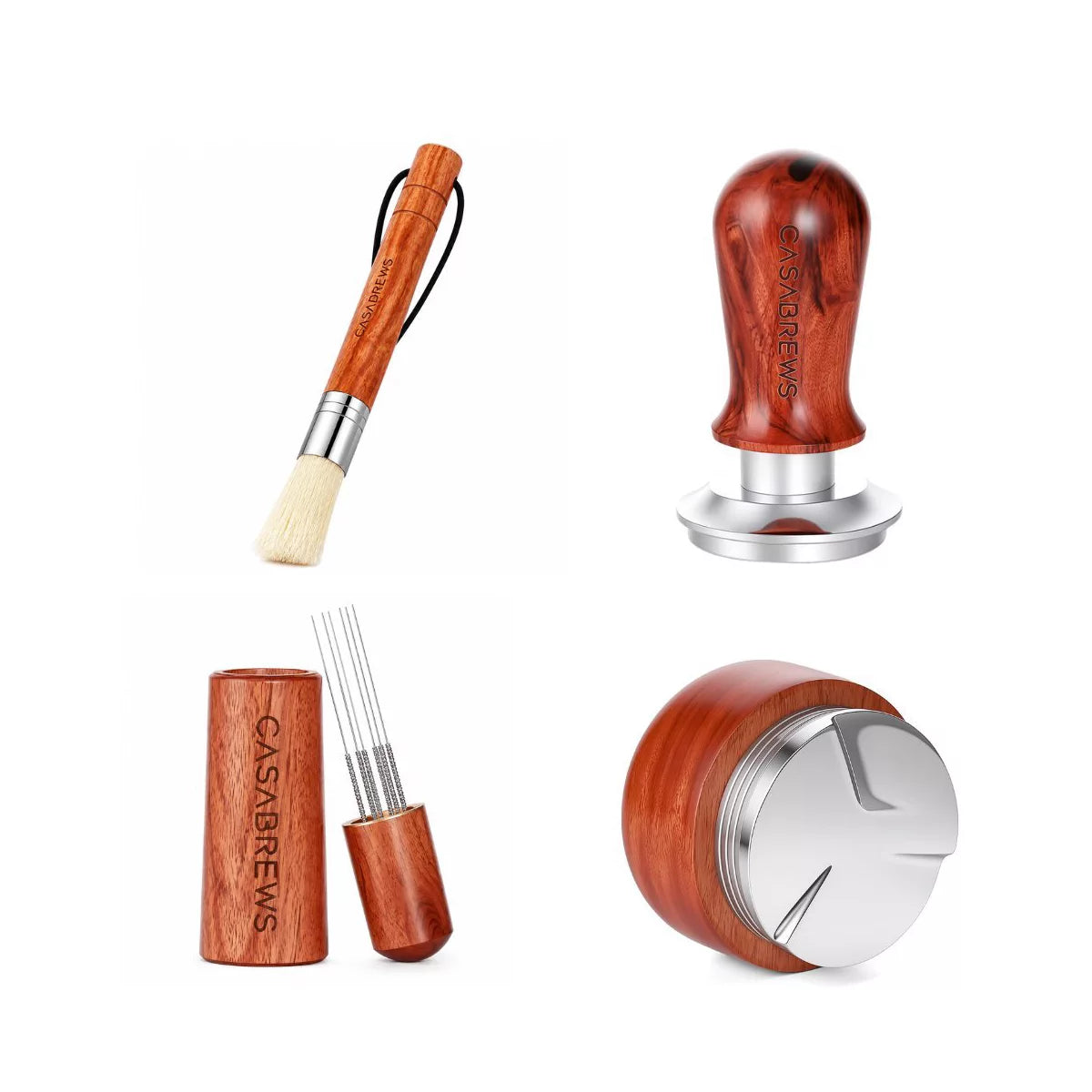 CASABREWS WDT Tool, 51mm Coffee Tamper, Espresso Distributor & Coffee Cleaning Brush, Barista Tools Set for Home Espresso
